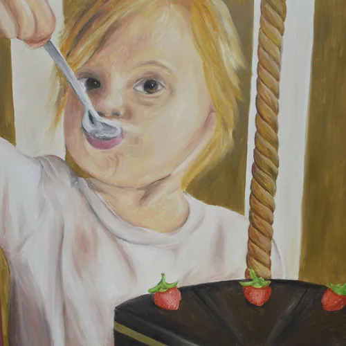 Piccole dolcezze Elena Giumarra Olio su carta di riso cm 60x60 2017