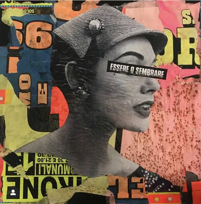 Questo nulla non ci annullerà Demetrio Di Grado street poster e collage su tela 80x80 cm