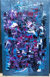 Shadow’s meeting Margo Khoussainova tecnica mista su tela cm 100x73 2018
