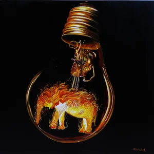 Combustione Mikhail Albano Olio su tavola cm 100x100 2018