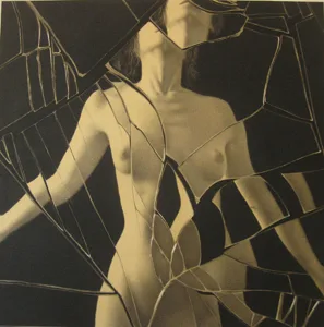 Senza titolo Costanza Castamagna disegno a carboncino su carta applicata su tela 120x120cm 2012