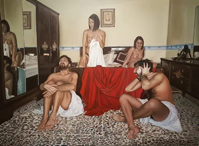 Tentazione Sebastiano Caldarella olio su tela 120x100cm